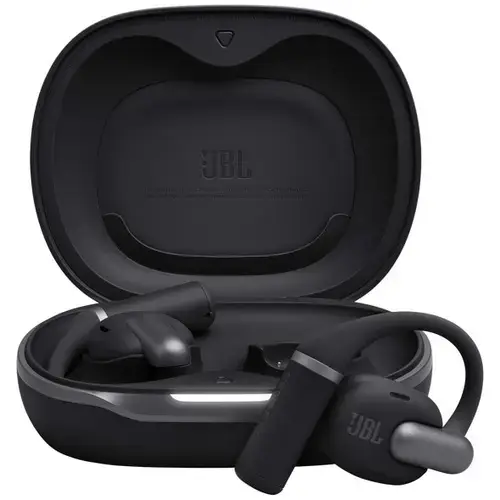 Casti Alergare Open-Ear JBL Sense Pro, True Wireless, Bluetooth, Hi-Res Audio, 4 microfoane, Multipoint, Autonomie 38 ore, Negru