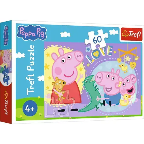 Puzzle Trefl din 60 piese- Purcelusa Peppa