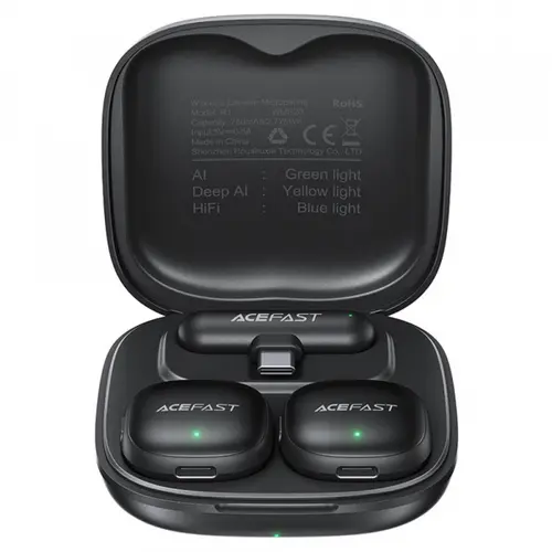 Lavaliera Acefast R1, USB-C, Set 2 bucati, Negru