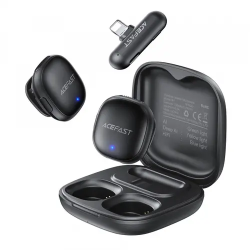 Lavaliera Acefast R1, Lightning, Set 2 bucati, Negru