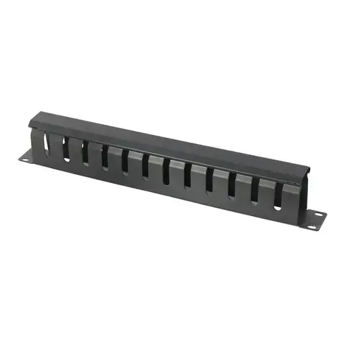 Panou gestionare cabluri SPACER, tip masca orizontala cu capac, 19 inch, 1U, Negru