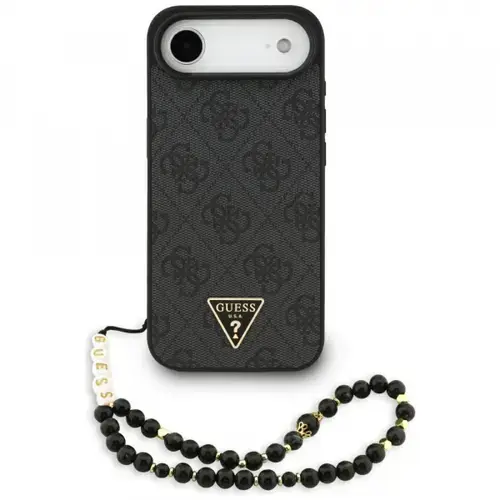Husa MagSafe pentru Apple iPhone 17 Air, Guess, 4G Triangle Logo with Cord Strap, Neagra