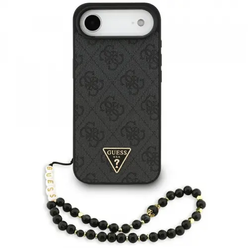 Husa MagSafe pentru Apple iPhone 17 Air, Guess, 4G Triangle Logo with Cord Strap, Neagra