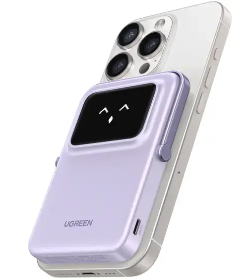 Baterie Externa Wireless UGREEN PB571 Uno, 5000mAh, 20W, PD + FQI, 1 x QI - 1 x USB-C, Violet