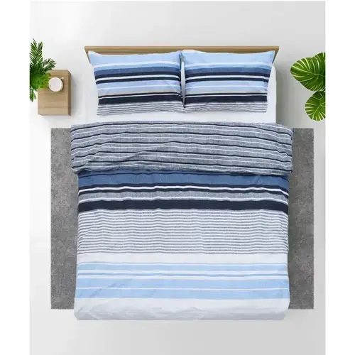 Lenjerie dubla, 100% bumbac, 4 piese, Heinner azul