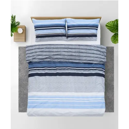 Lenjerie dubla, 100% bumbac, 4 piese, Heinner azul