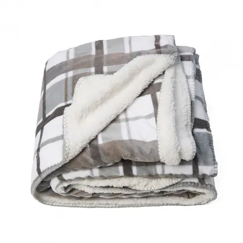Patura blanita carouri gri 160x200 cm, Heinner HR-BLKSHP160-GREY