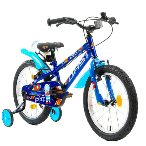 Bicicleta Copii DHS Rocket, roti 18 Inch, Sistem franare V-brake, Albastru