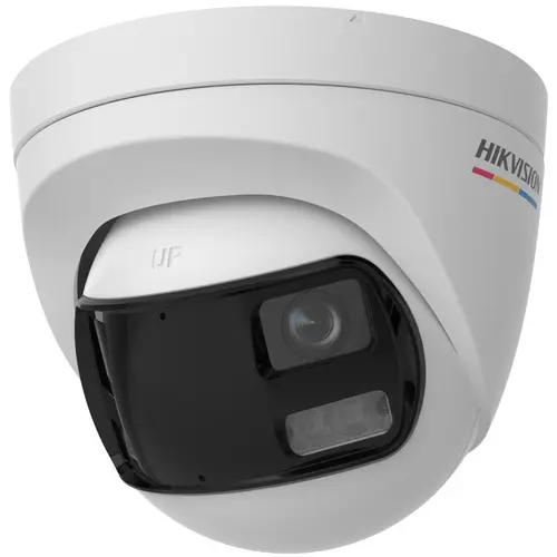 Camera supraveghere video exterior analog Hikvision ColorVu Dual-Lens Turret DS-2CE72KF3TP-DLS, 3K, 2.8mm, IR 40M, Microfon, IP67