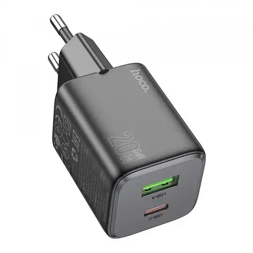 Incarcator Retea HOCO N41, 20W, 3A, 1 x USB-A - 1 x USB-C, Negru
