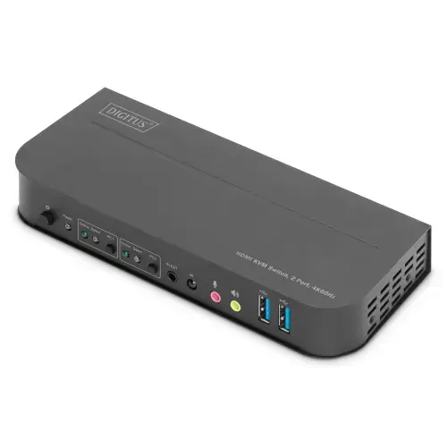Switch KVM Digitus, Metal, 2x1 HDMI, USB, 178x75x26mm, Gri