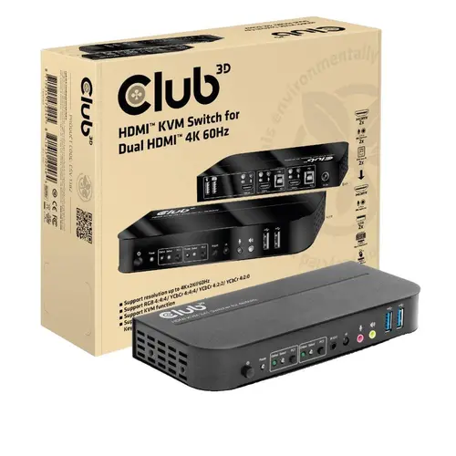 Switch, Club3D, HDMI, 4K 60Hz, Negru