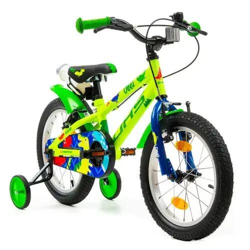Bicicleta Copii DHS Dino, roti16 Inch, Sistem franare V-brake, Verde