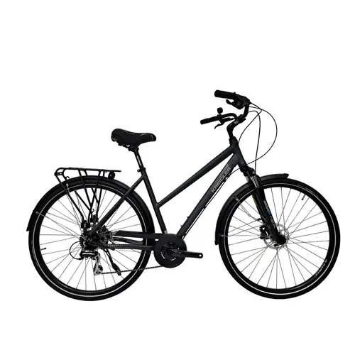 Bicicleta Trekking Kreidler LD, cadru aluminiu, frane hidraulice, roti 28 inch, Negru