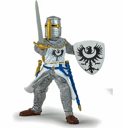 Figurina Papo - Personaje medievale, Cavaler Alb cu Sabie