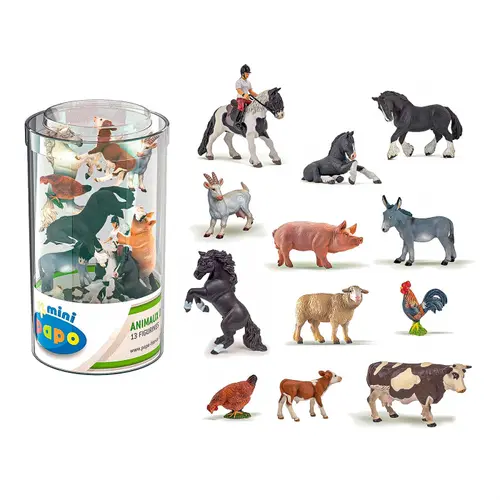 Set figurine Papo - 13 Minifigurine, Animale Ferma