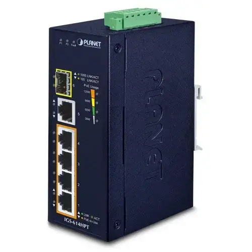 Switch Planet IGS-624HPT, 4 porturi, PoE, Albastru