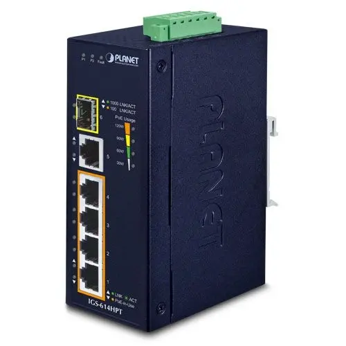 Switch Planet IGS-624HPT, 4 porturi, PoE, Albastru