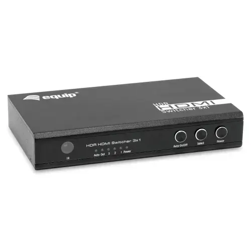 Switch KVM Equip 332725, HDMI 2.0, 4K Ultra HD, 7.1 canale audio, 70x20x125mm, Negru