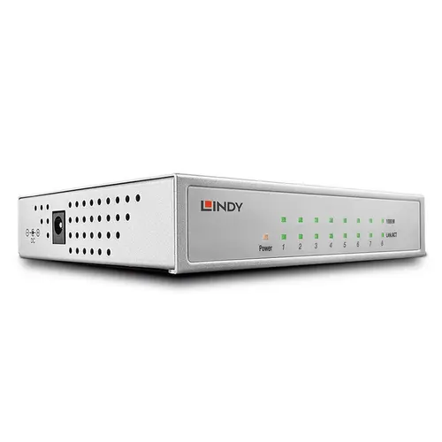 Switch LINDY 8 porturi, Gigabit, Metall, Argintiu