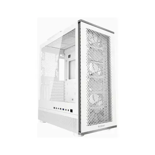 Carcasa PCCOOLER ME200 MESH WH, Tower, ATX, fara sursa, sticla securizata, 3 ventilatoare incluse, iluminare ARGB, Alb