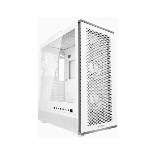 Carcasa PCCOOLER ME200 MESH WH, Tower, ATX, fara sursa, sticla securizata, 3 ventilatoare incluse, iluminare ARGB, Alb