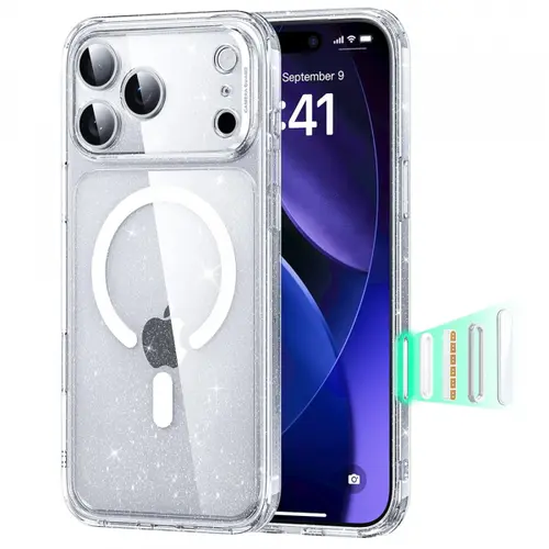 Husa MagSafe pentru Apple iPhone 17 Pro Max, ESR, Classic Hybrid Shimmer, Transparenta