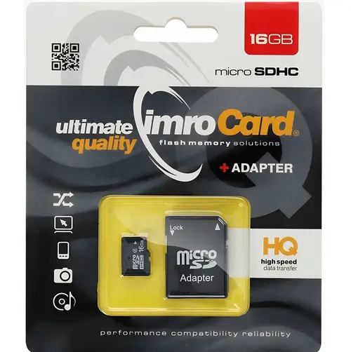 Card Memorie microSDHC Imro, 16Gb, Clasa 4, Cu Adaptor