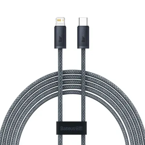 Cablu de date Baseus CALD000116, USB-C - Lightning, 20W, 2m, Gri