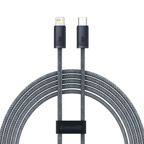Cablu de date Baseus CALD000116, USB-C - Lightning, 20W, 2m, Gri