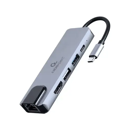 Adaptor USB tip C 5in1, Gembird, 103x434x12 mm, Gri
