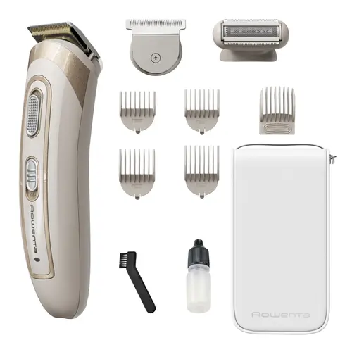 Aparat de tuns multifunctional Rowenta Trim & Style TN9154F0, autonomie 60 minute, lame titan, Crem