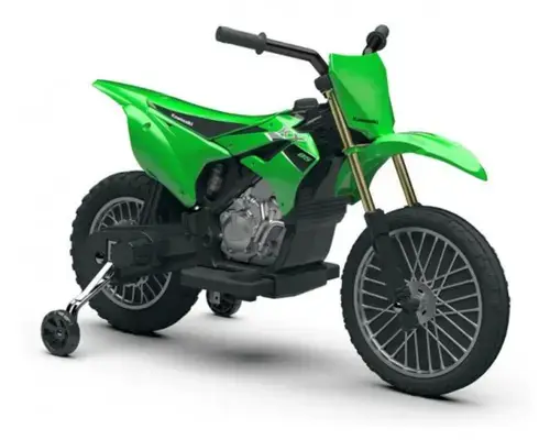 Motocicleta electrica pentru copii Injusa Kawasaki KX85, 6V, include roti ajutatoare, 2-5 Ani