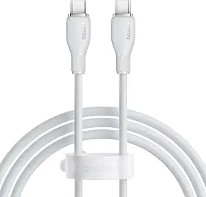 Cablu de date Baseus Pudding, USB Type-C la USB Type-C, 100W, 1.2m, Alb