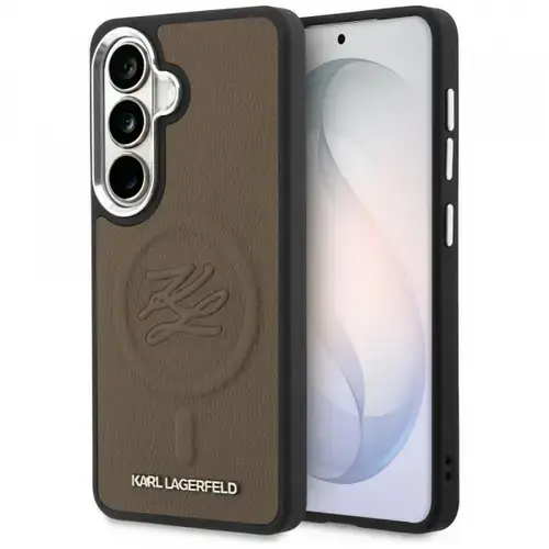 Husa MagSafe pentru Samsung Galaxy S26 S942, Karl Lagerfeld, Initial Logo Debossed, Maro