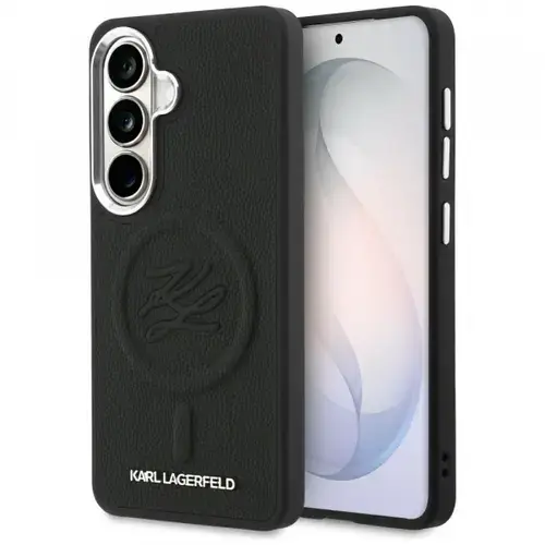 Husa MagSafe pentru Samsung Galaxy S26 S942, Karl Lagerfeld, Initial Logo Debossed, Neagra