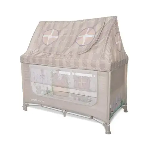 Patut pliabil Lorelli Sweet Home, 2 nivele, capotina detasabila, Bej
