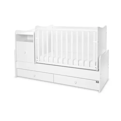Mobilier multifunctional Lorelli Trend Plus Trio White, 167 x 72 x 105 cm, transformabil in 2 variante, sistem leganare, grilaj culisant si detasabil, Alb