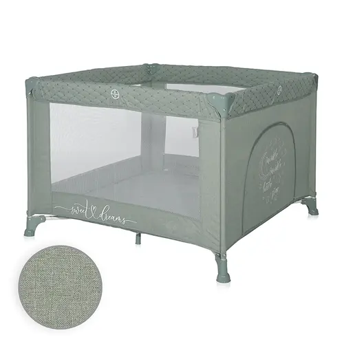 Tarc de joaca Lorelli Sunny Playground, 0-36 luni, maxim 15 kg, pliabil, mecanism siguranta, saltea 2 cm si sezut intarit, Verde