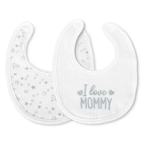 Set 2 bavete bumbac pentru nou-nascut Lorelli, inchidere cu velcro, potrivit pentru hranire si in perioada eruptiei dentare, 0 luni+, Albastru