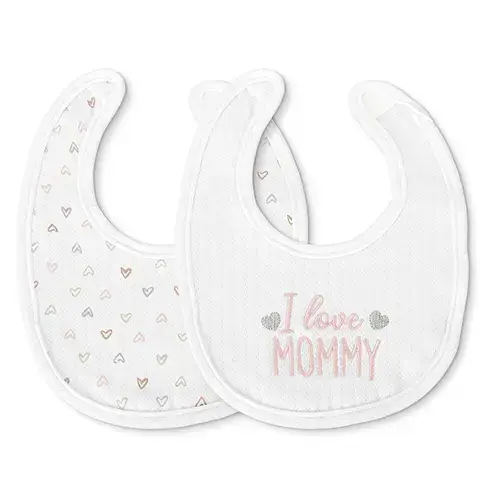 Set 2 bavete bumbac pentru nou-nascut Lorelli, inchidere cu velcro, potrivit pentru hranire si in perioada eruptiei dentare, 0 luni+, Roz