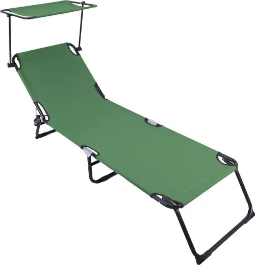 Sezlong cu parasolar HEINNER  DSZP011, 186 x 55 x 24 cm, Verde