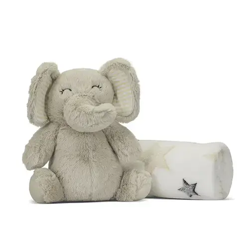 Paturica moale cu jucarie din plus elefant Lorelli Nappy, 90 x 75 cm, 0 luni +, Bej