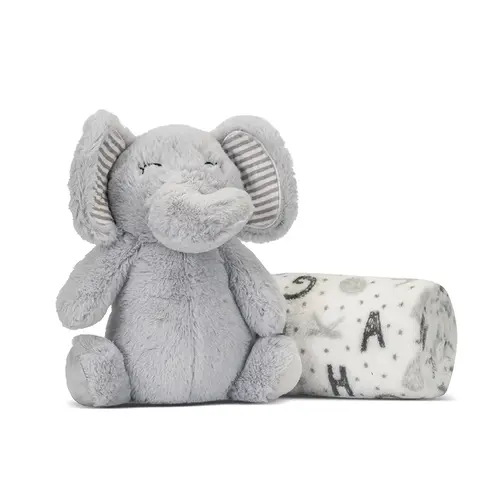 Paturica moale cu jucarie din plus elefant Lorelli Nappy, 90 x 75 cm, 0 luni +, Gri