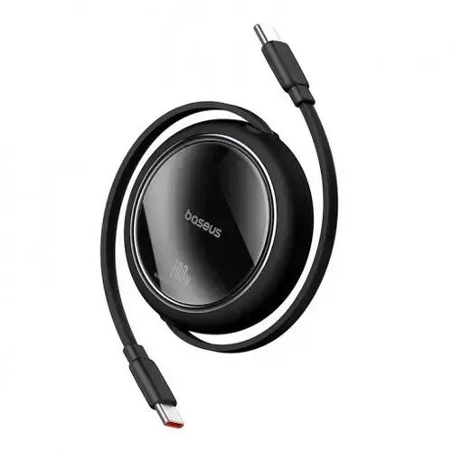 Cablu de date Baseus Free2Pull Mini, Fast Charging, retractabil, USB Type-C la USB Type-C 60W, 1m, Negru
