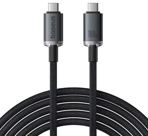 Cablu Date si Incarcare USB-C - USB-C Baseus Crystal Shine Series, P10318204111-00, 100W, 1.5m, Negru