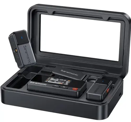 Kit Microfon wireless Saramonic Air, 2x microfon, 1x receptor, Wireless, Type-C, 3.5mm TRS, Carcasa incarcare