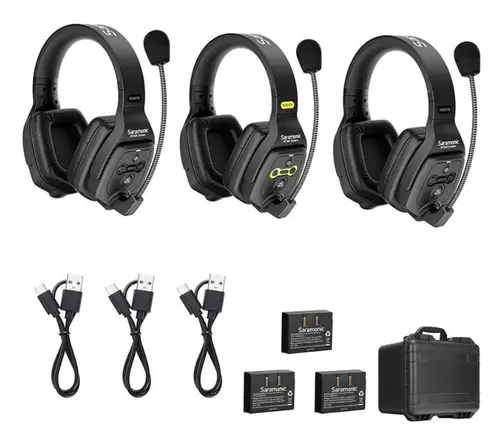 Sistem Intercom Wireless pentru 3 Persoane Saramonic WiTalk WT3D Full-Duplex 1.9GHz Casti Dual-ear, Negru