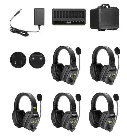 Solutie intercom stereo comp Saramonic WiTalk WT5D5xbat, 5 pers, Full-Duplex 1.9GHz, dual-ear, Negru