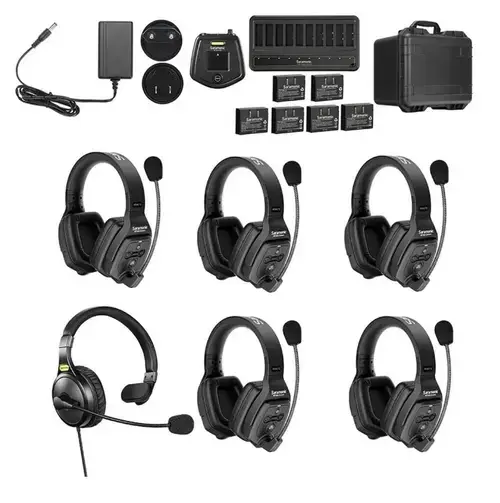 Solutie intercom stereo comp Saramonic WiTalk WT6D6xbat, 6 pers, Full-Duplex 1.9GHz, dual-ear, Negru